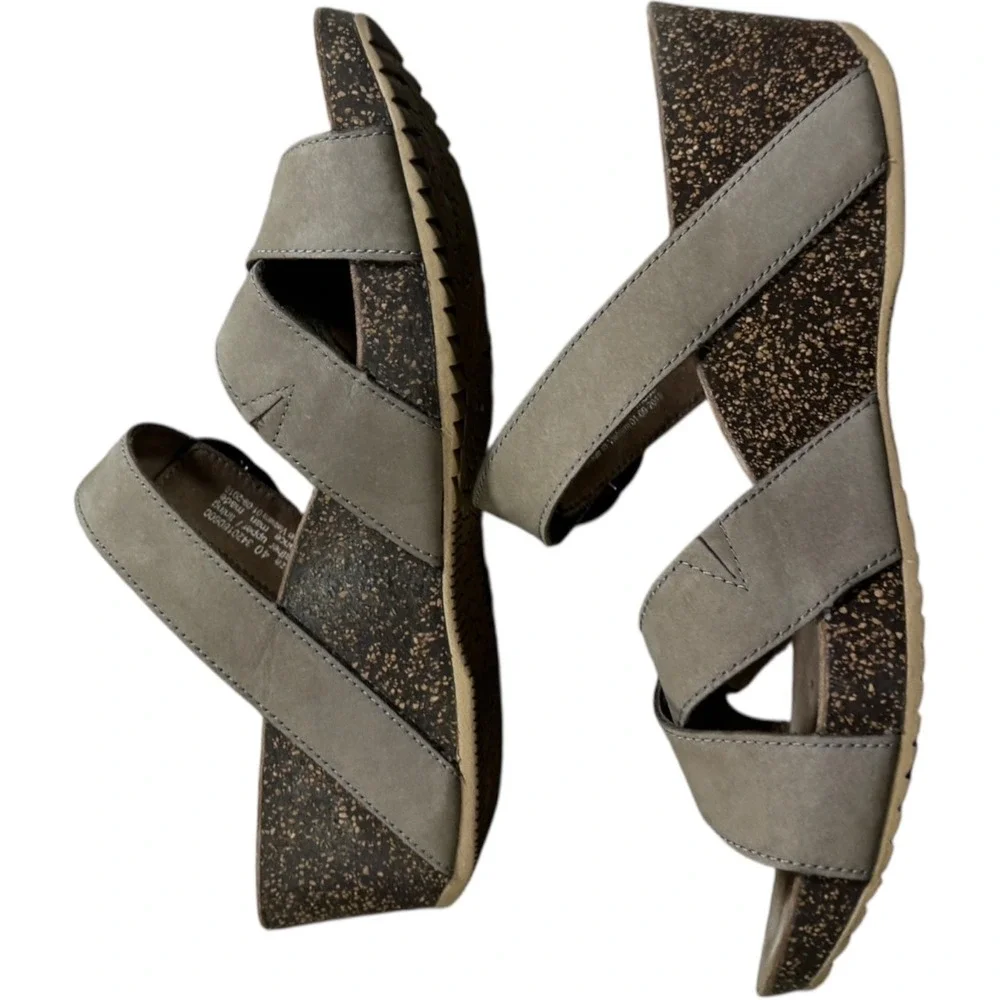 Dansko Wedge Sandals Womens 40 Brown‎ Excellent Leather Cork Strappy 3420160600